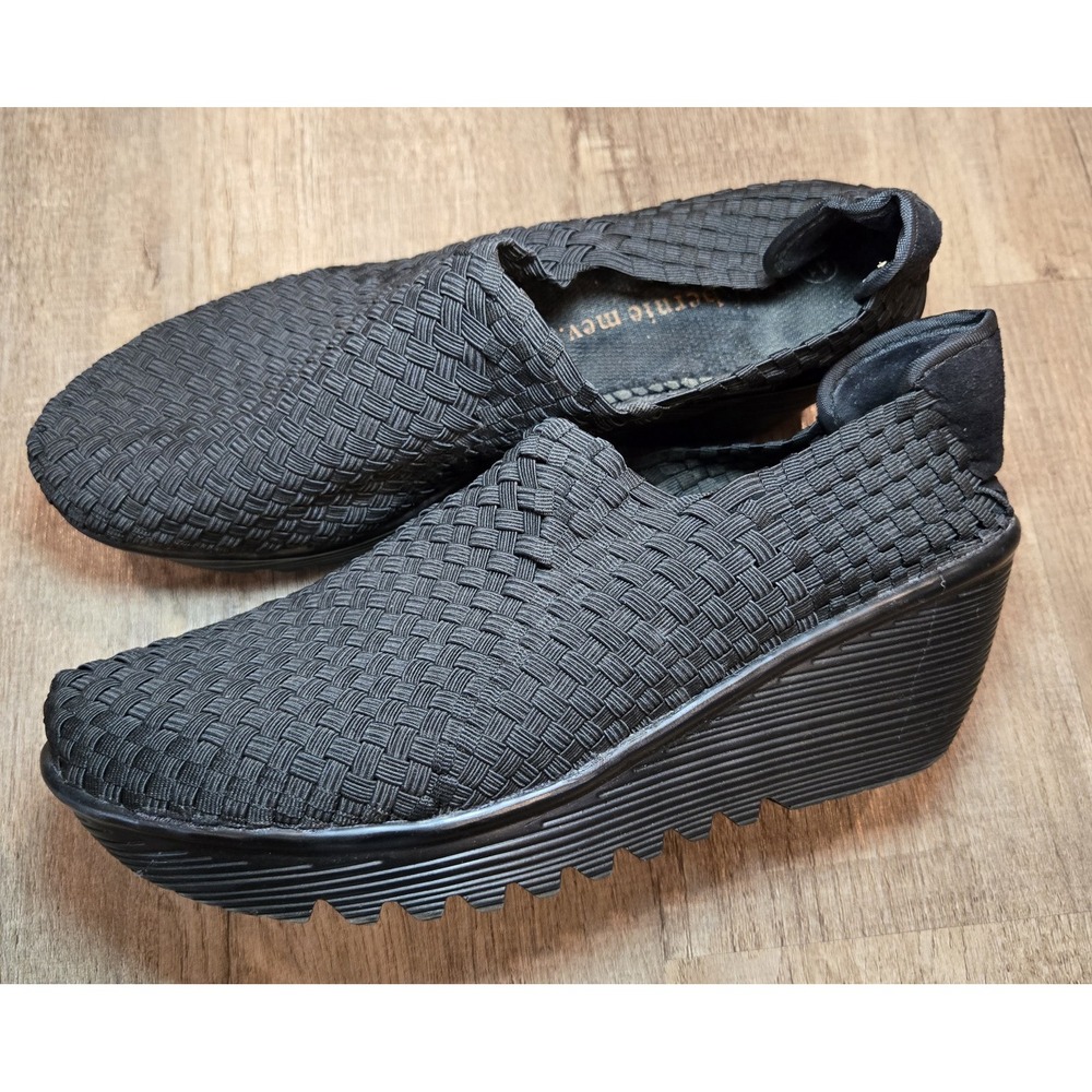 Bernie Mev Gem Womens Wedges Size 10/41 Basket Weave Black Shoes